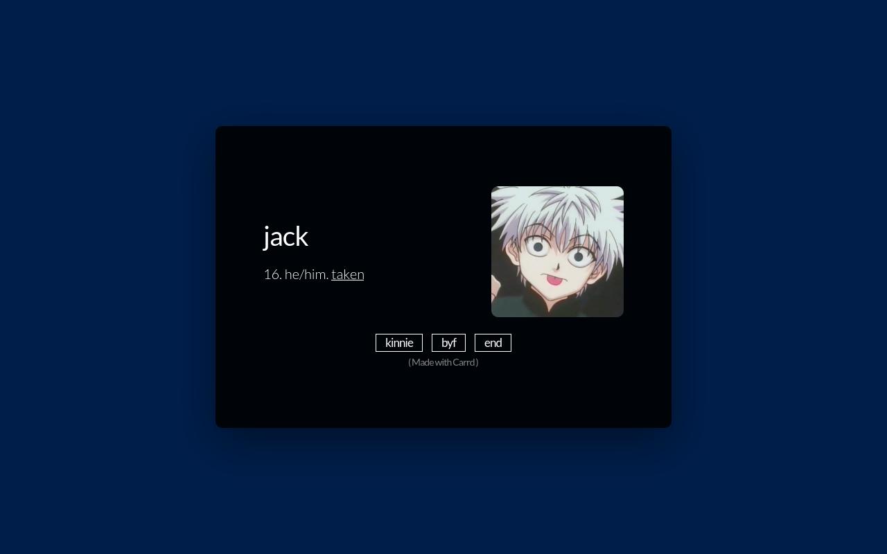 Carrd profile picture for @brokeback